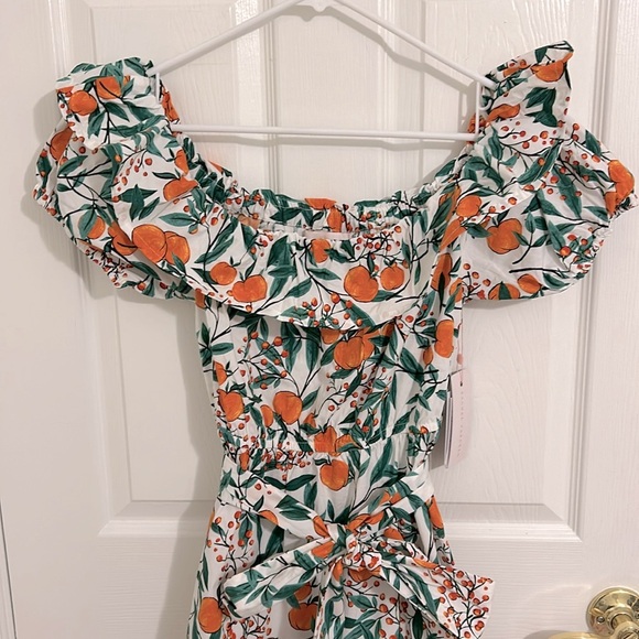 Rachel Parcell Printed Cotton Shirt Dress In Orange Blossom Cream NWT Size 0 - Picture 11 of 16